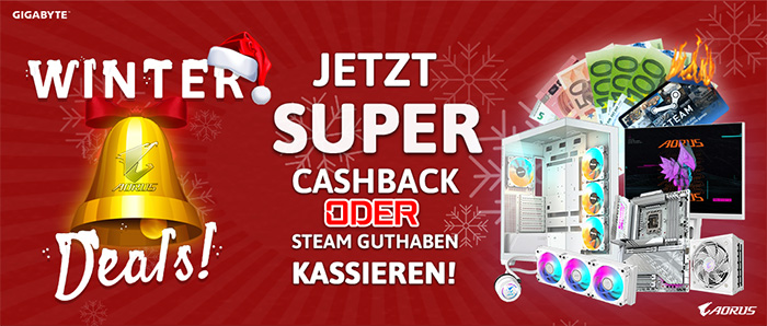 Gigabyte Winter Deals 2024 - Cashback oder Steam-Guthaben